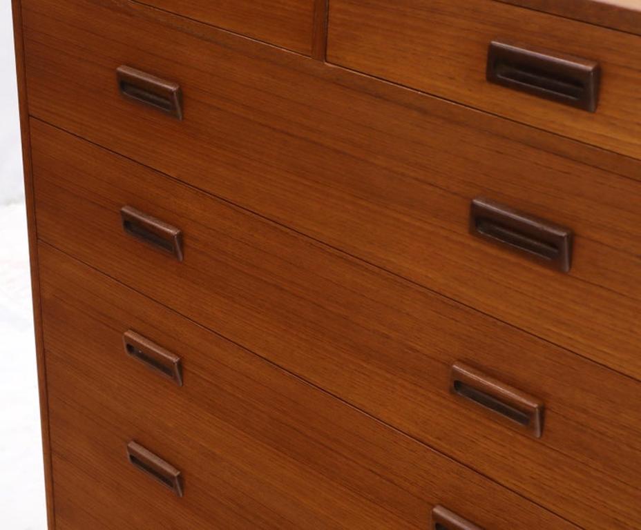 Danish Mid-Century Modern Tall High Boy Chest of 7 Drawers Dresser Cabinet