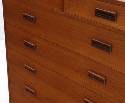 Danish Mid-Century Modern Tall High Boy Chest of 7 Drawers Dresser Cabinet