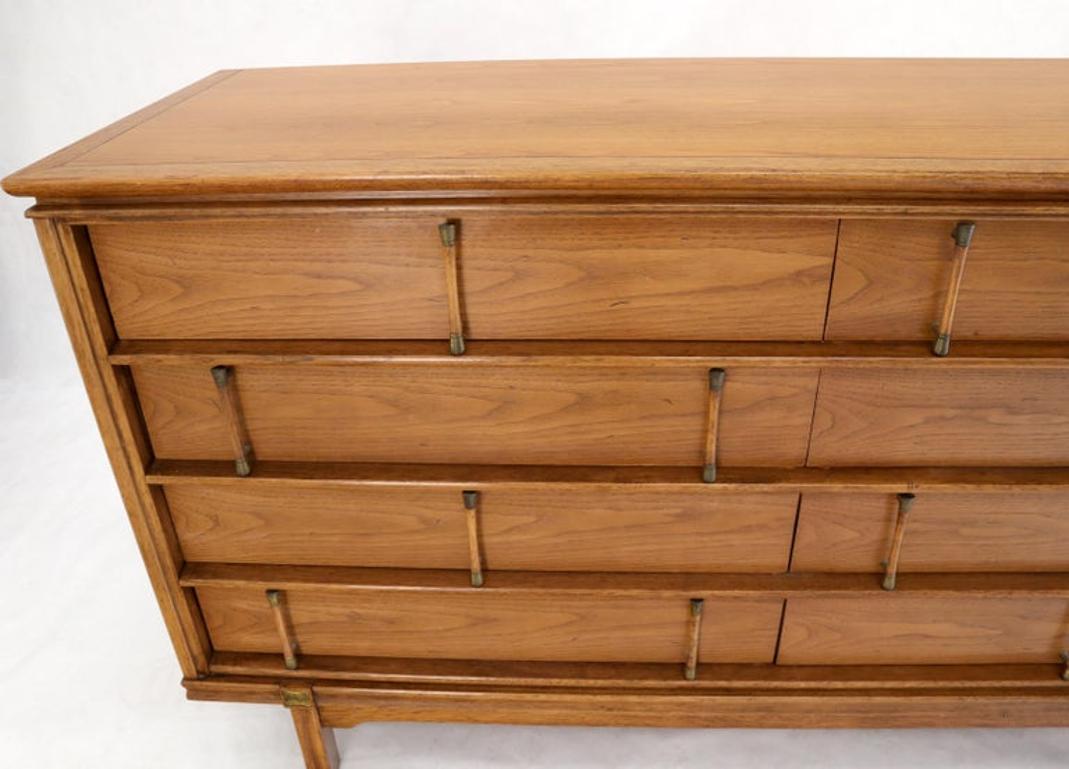 Decorative Light Walnut Faux Bamboo Pulls 8 Drawers Dresser