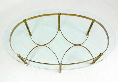 Brass and Glass Oval Mid-Century Modern Coffee Table