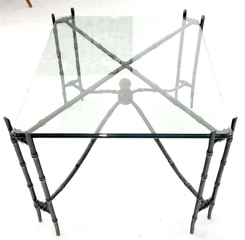 Bronze Faux Bamboo Glass Top Rectangular Coffee Table
