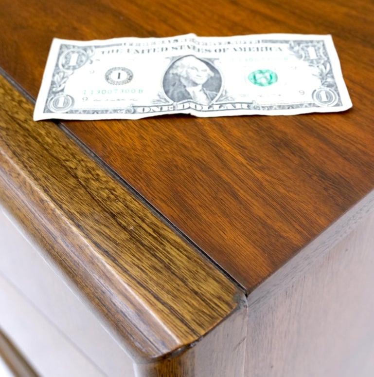 Mid-Century Modern Sculpted Walnut 9 Diamond Front Drawers Dresser Mint