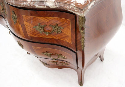 Bombe French Marble-Top Bronze Ormolu Louis XV Style 3 Drawers Dresser Commode