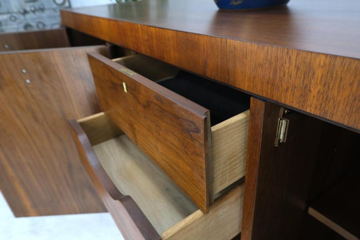 Three Doors Compartments Two Fitted Doors Walnut Mid Century Server Buffet