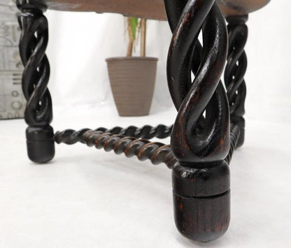 Pierce Carved Wood Oak Tri Legged Arm Chair
