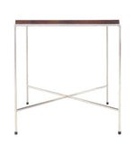 Pair of X-Base Chrome Side or End Tables with Solid Oiled Tops