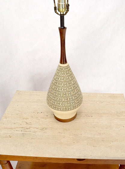 Pottery and Walnut Onion Shape Base Table Lamp, c. 1960's
