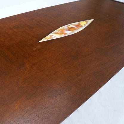 Oiled Walnut Tile Insert Floating Top Mid-Century Long Surfboard Coffee Table
