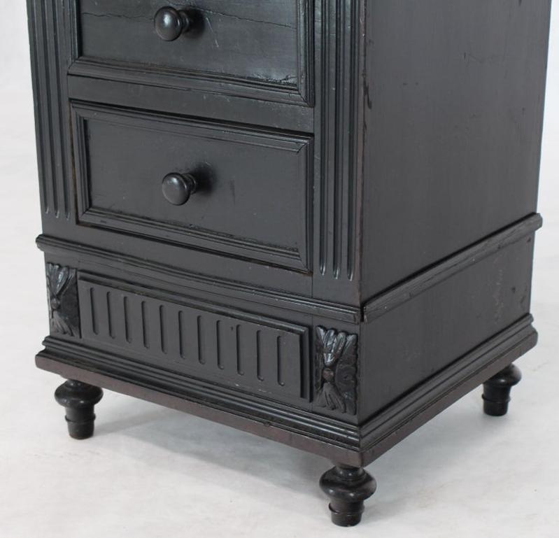 Marble Top Ebonized Black Four Drawers Drop Front Compartment Barber Stand