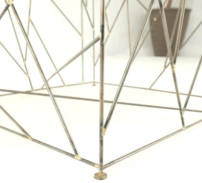 Travertine Top Wire Base Square Side End Table Stand Mid-Century Modern MINT!