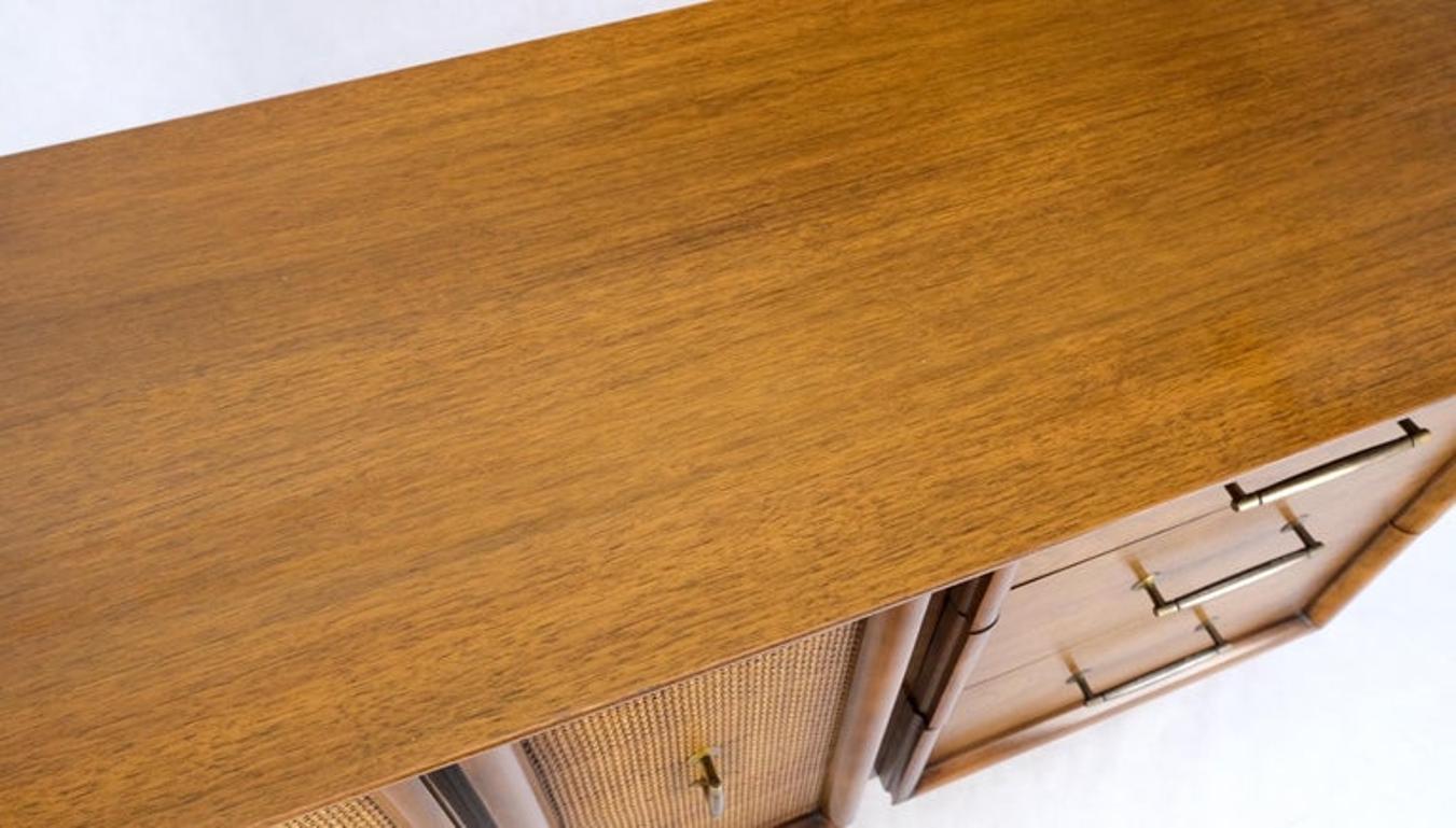 Exposed Sculptural Legs Walnut Three Drawers Two Doors Credenza Server Sideboard