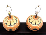 Pair of Large Vase Onion Shape  Art Pottery Bases Table Lamps