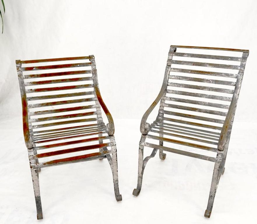 Heavy Antique Wrought Iron Outdoor Chairs His & Hers