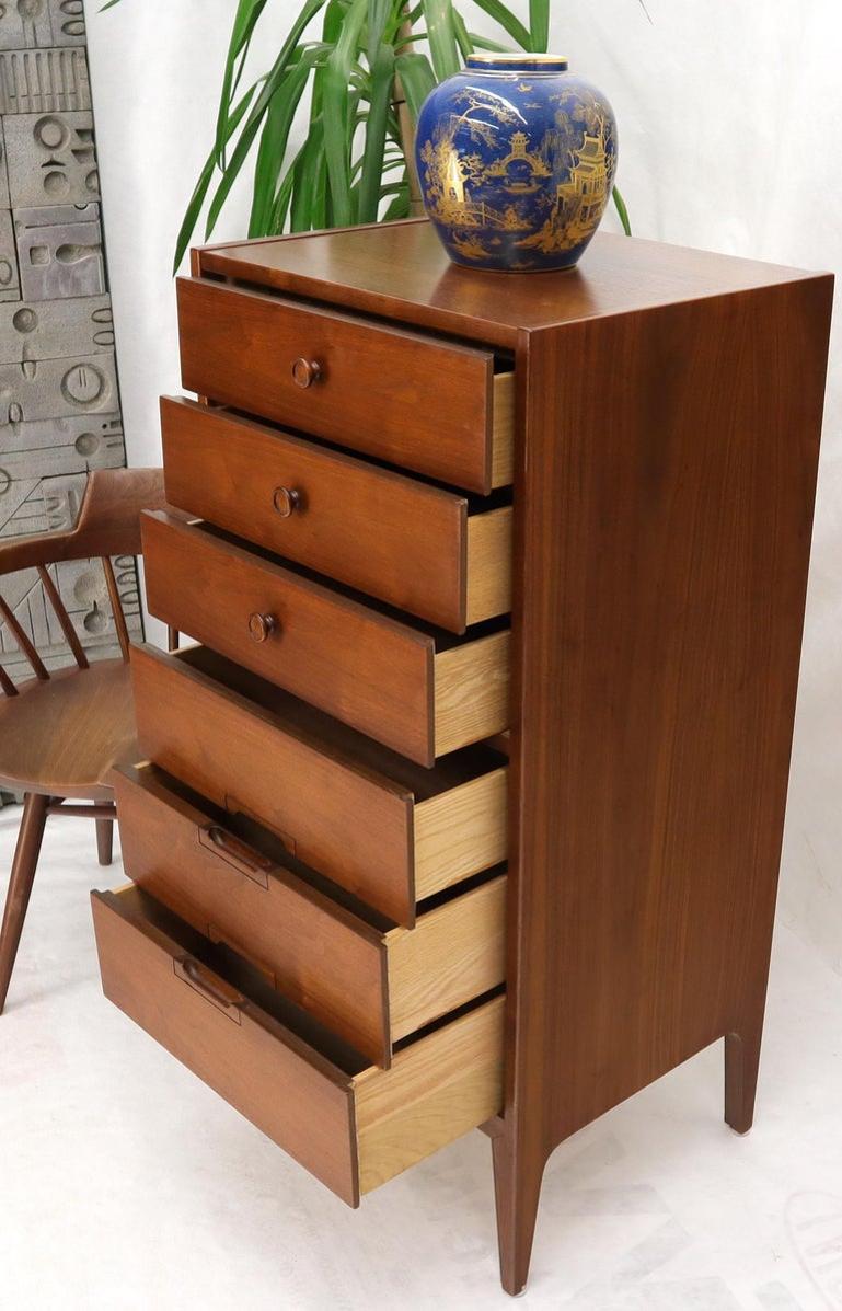 Mid-Century Modern American Walnut Tall Skinny Lingerie Chest Dresser