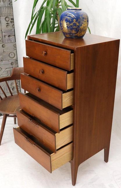 Mid-Century Modern American Walnut Tall Skinny Lingerie Chest Dresser