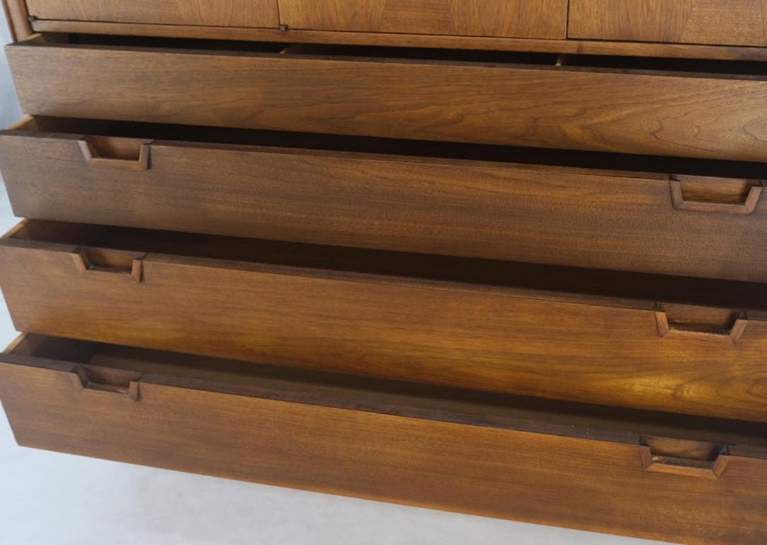 Mid Century John Stuart Walnut 2 Doors 4 Drawers Gentleman's High Chest Dresser