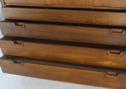 Mid Century John Stuart Walnut 2 Doors 4 Drawers Gentleman's High Chest Dresser