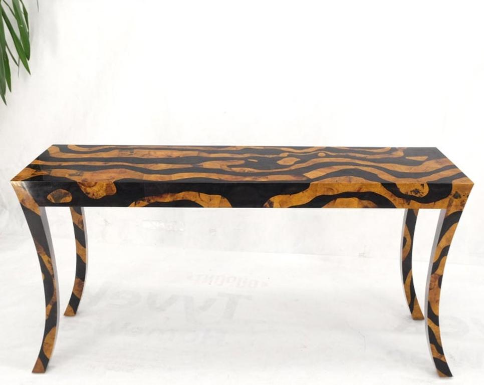 Modern Tiger Pattern Tessellated Stone Cabriole Legs Console Sofa Table Mint