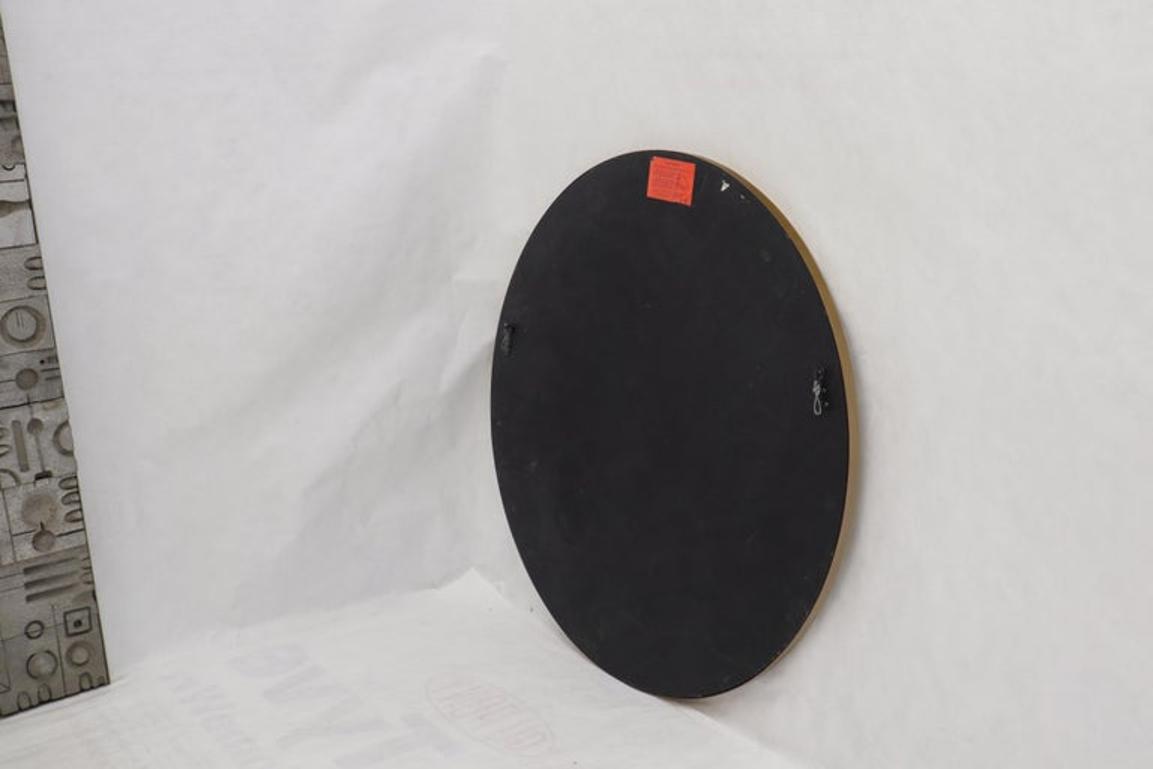 Large Round Metal Frame Wall Mirror with Screw Head Accents