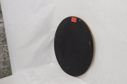 Large Round Metal Frame Wall Mirror with Screw Head Accents