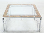 Mid-Century Modern, Chrome and Glass Square Coffee Table