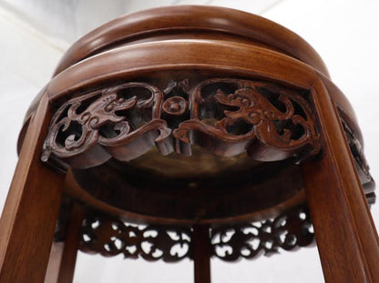 Chinese Carved Rosewood Marble Top Stand