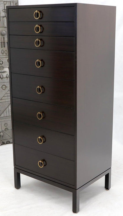 Mid-Century Modern Tall 8 Drawers Ebonized Mahogany Lingerie High Chest Dresser
