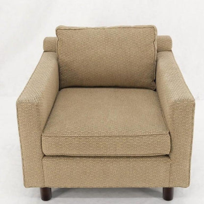 Deep Oatmeal Fabric Upholstery Contemporary Lounge Chair on Dowel Legs