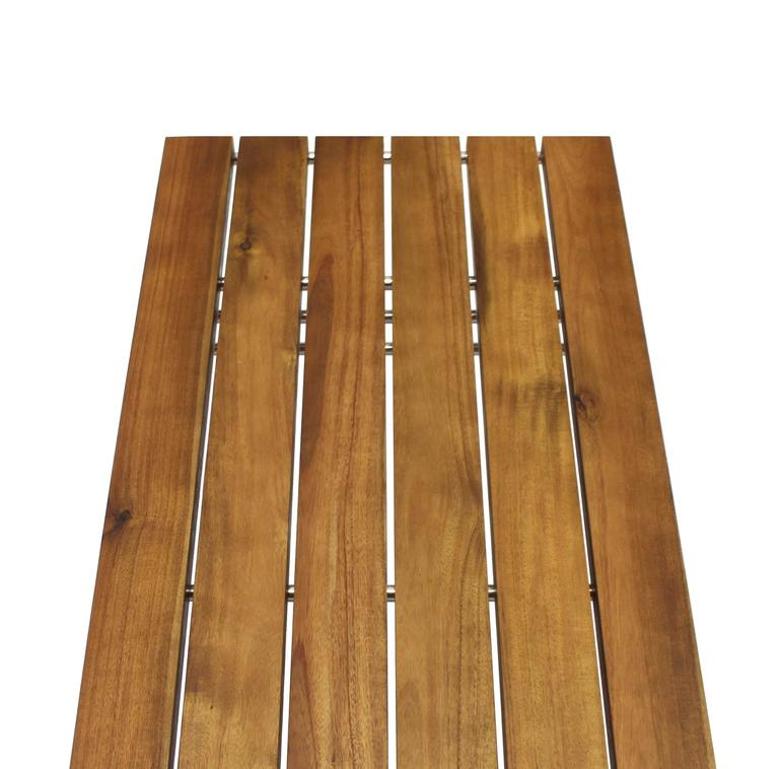 Solid Oiled Slat Wood Top Chrome Bench