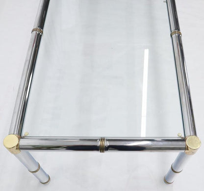 Faux Bamboo Rectangular Brass and Chrome Glass Top Coffee Table