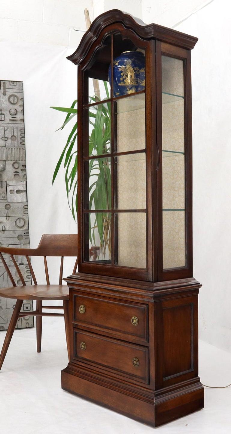 Dome Shape Top Glass Shelves Two Drawer Compartment Curio Display Cabinet