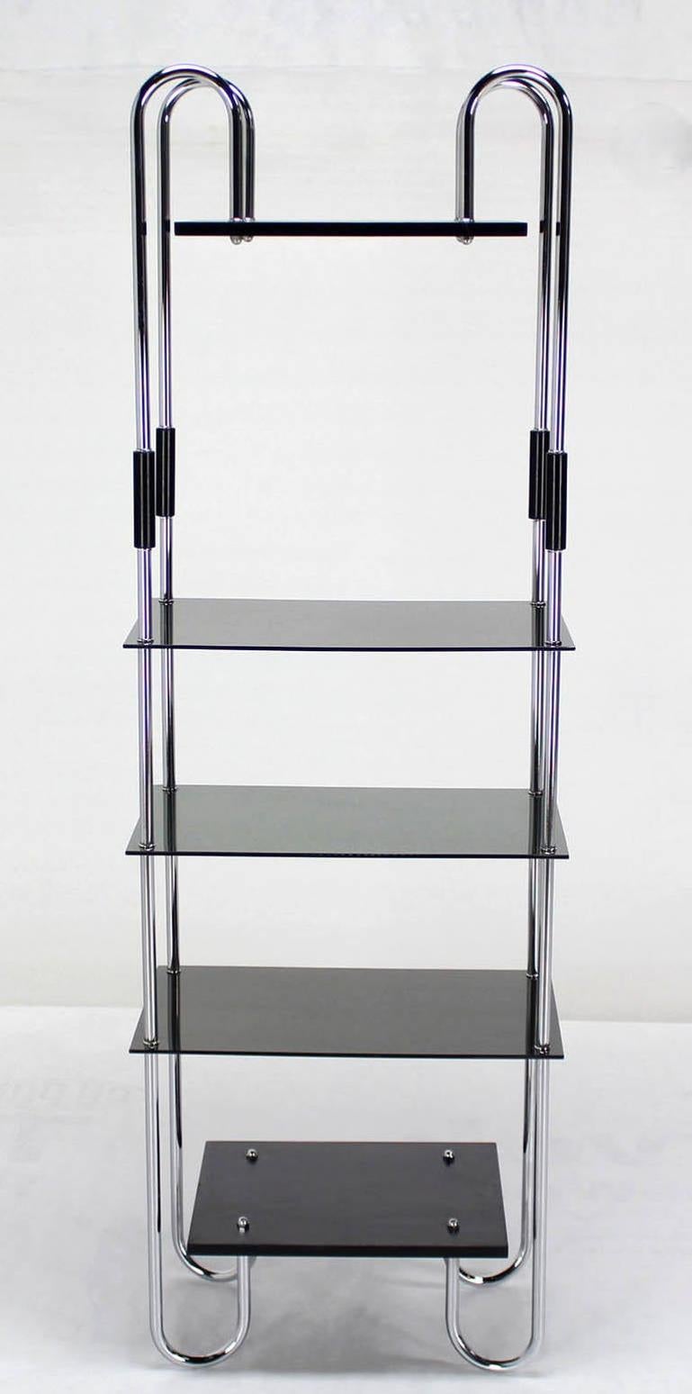 Mid Century Modern Tinted Smoked Lucite Shelves Bauhaus Style Etagere Wall Unit