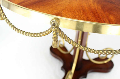 Bronze Ormolu Rope Tassels Neoclassical Gueridon Center Cafe Game Lamp Table