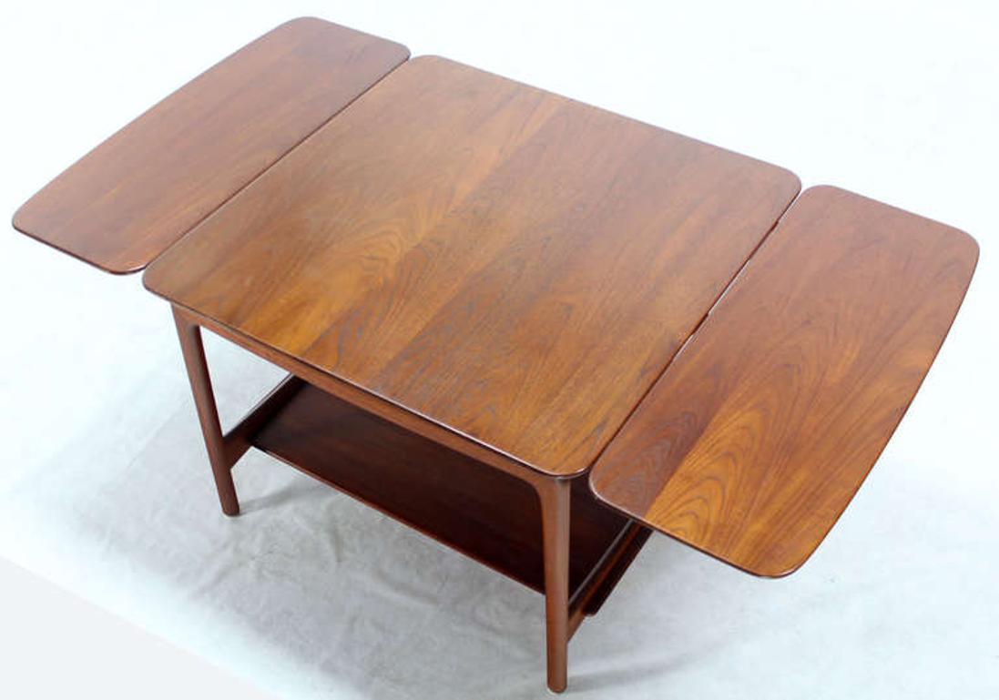 EstablishedLines John Stuart Danish Mid Century Modern Solid Teak Drop Leaf Coffee Center Table