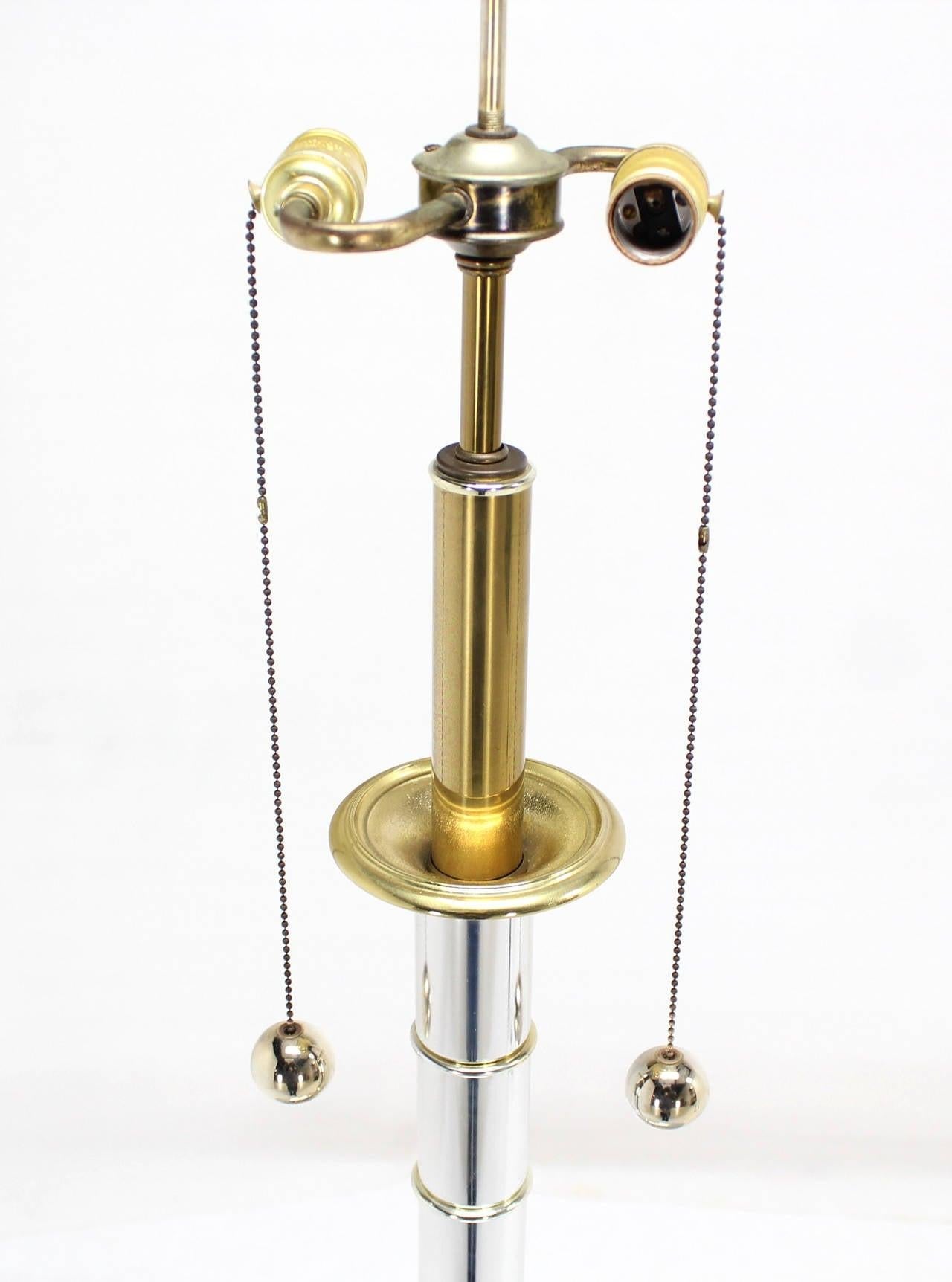 EstablishedLines Faux Bamboo 43" Tall Oversized Chrome and Brass Table Lamp MINT!