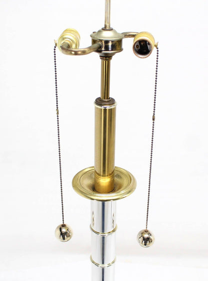 EstablishedLines Faux Bamboo 43" Tall Oversized Chrome and Brass Table Lamp MINT!