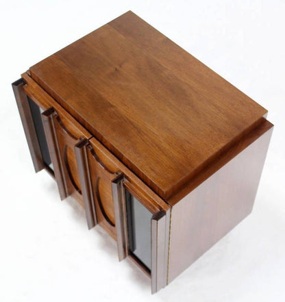 EstablishedLines Mid Century Modern Oiled Walnut Brutalist  Night Stand End Table Double Door