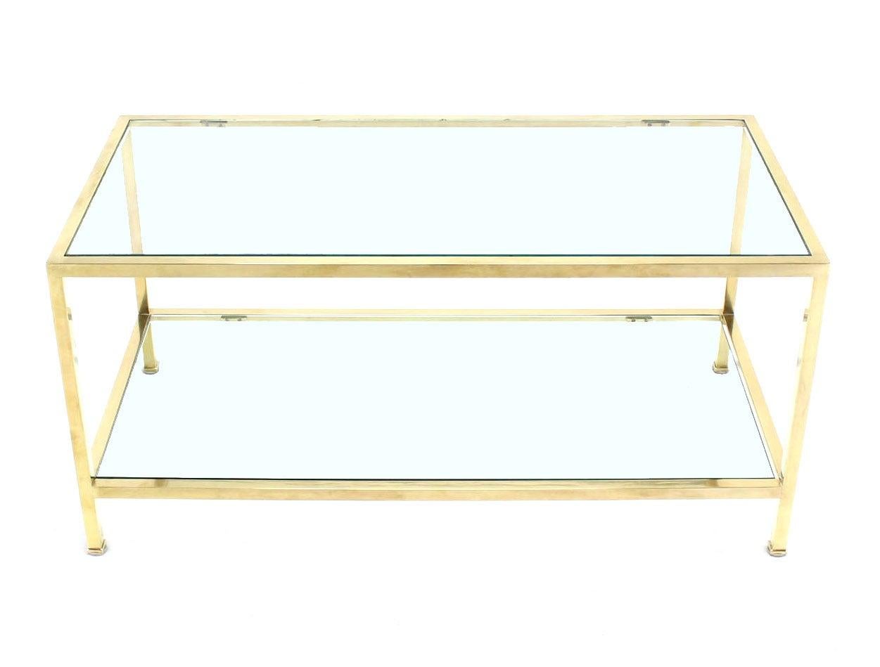 EstablishedLines Mid Century Modern Solid Polished Brass  Square Tube Rectangular Coffee Table