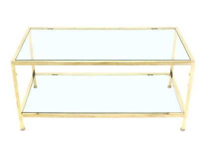 EstablishedLines Mid Century Modern Solid Polished Brass  Square Tube Rectangular Coffee Table
