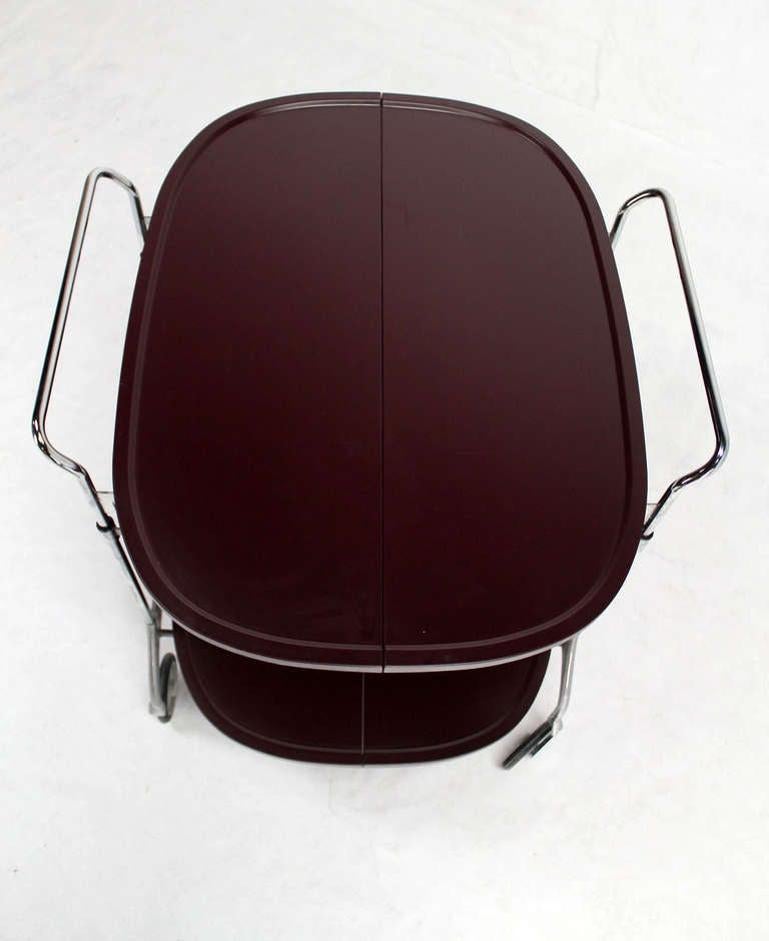 EstablishedLines Mid-Century Modern Folding Stow Away Serving Cart Table on Wheels by Cartel MINT