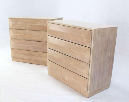 Pair Solid Mahogany Raised Front Mid Century Modern Bleached Bachelor Chest MINT