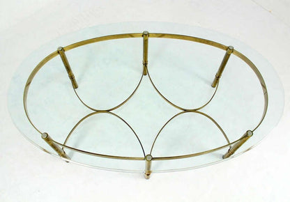 EstablishedLines Brass 6 Legged Base Glass Oval Top Mid-Century Modern Coffee Table MINT!
