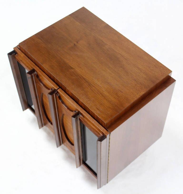 Mid Century Modern Oiled Walnut Brutalist  Night Stand End Table Double Door