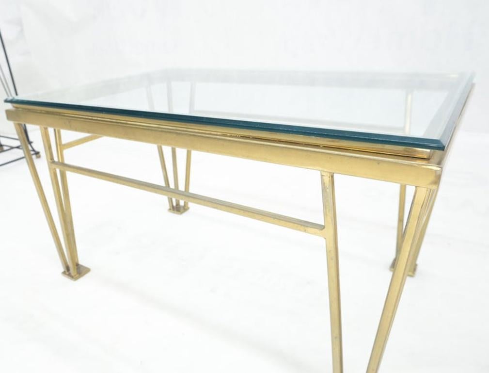 EstablishedLines Geometric Frame Style Legs  Rectangular Brass Plated Side Table w/ Glass Top