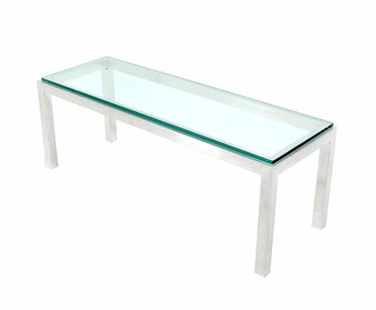 EstablishedLines Square Aluminum Profile Metal Frame Glass Top Coffee Side Table Long Rectangle