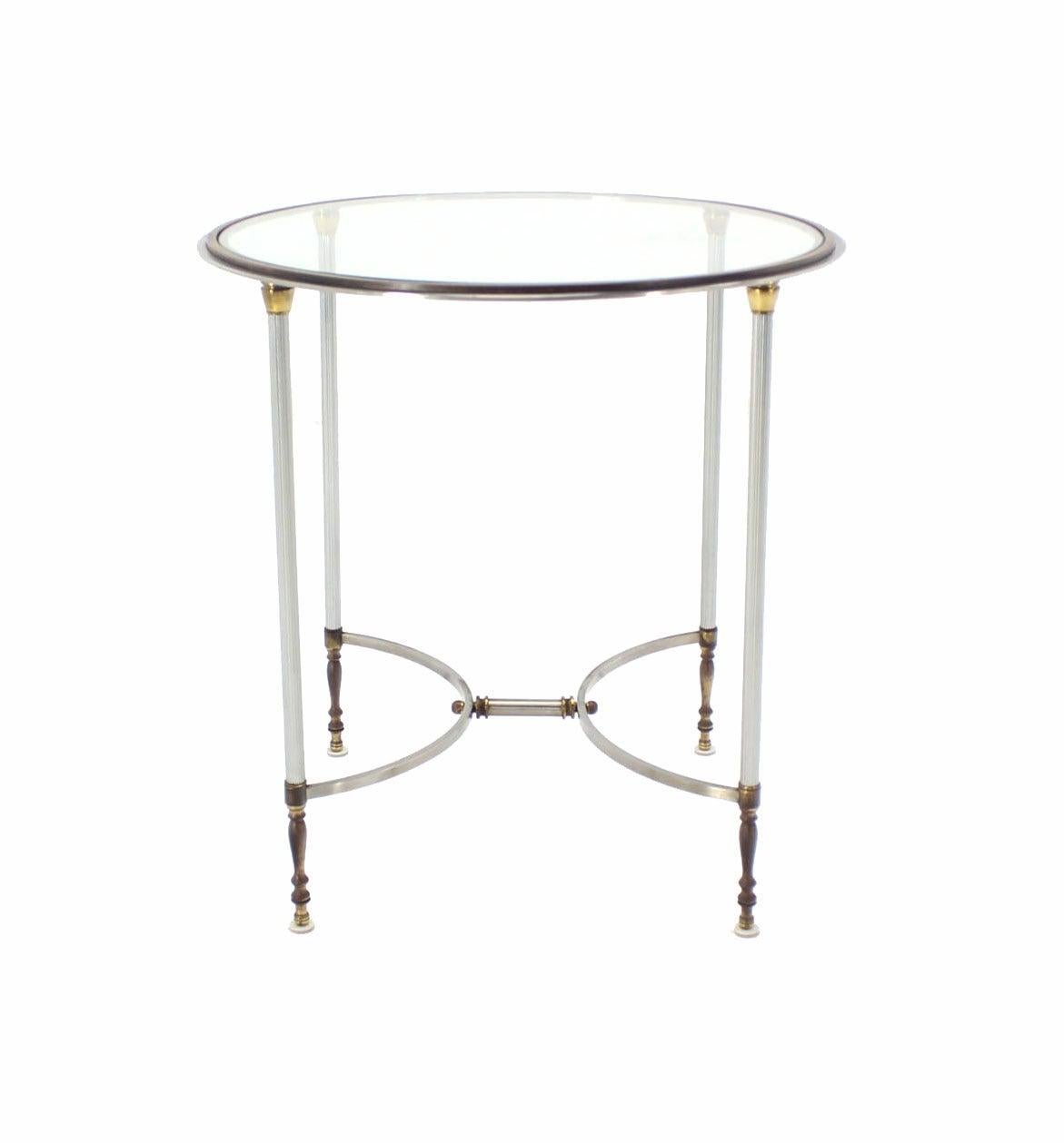 Mid Century Modern Brass & Chrome Gueridon Round Side End Lamp Table Stand MINT!