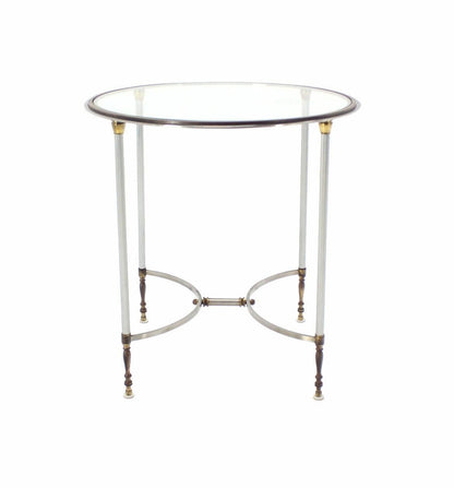 Mid Century Modern Brass & Chrome Gueridon Round Side End Lamp Table Stand MINT!