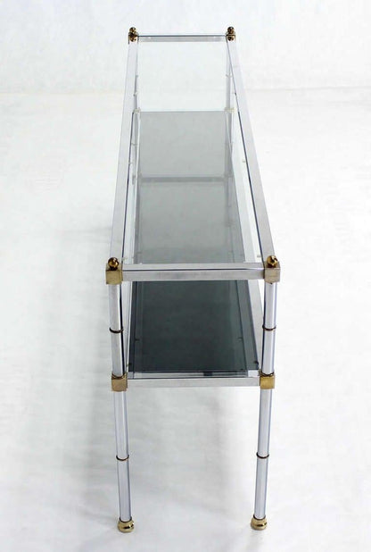 EstablishedLines Chrome Brass and Glass Two Tier Console or Sofa Table Mid Century Modern MINT!
