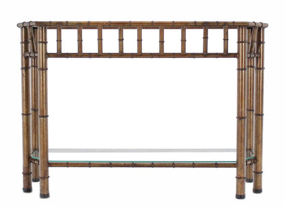 Metal Faux Bamboo Two Tier Bottom Shelf Medium Size Console Sofa Table Mint!