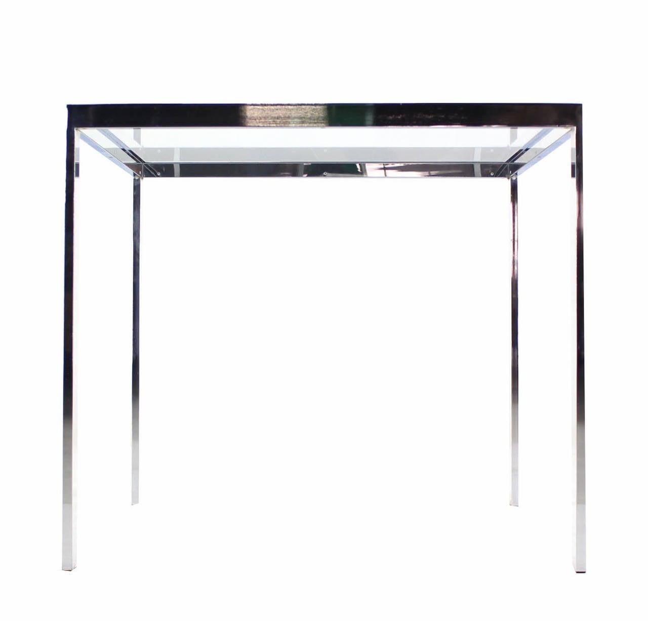 Square Cube Chrome Glass Top Game Small Dinning Dinette Table Bauhaus MINT
